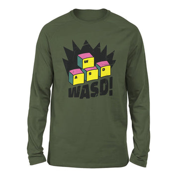 WASD Keyboard For Gamers Men/Unisex Drop Shoulder Sweatshirt in Military Green color